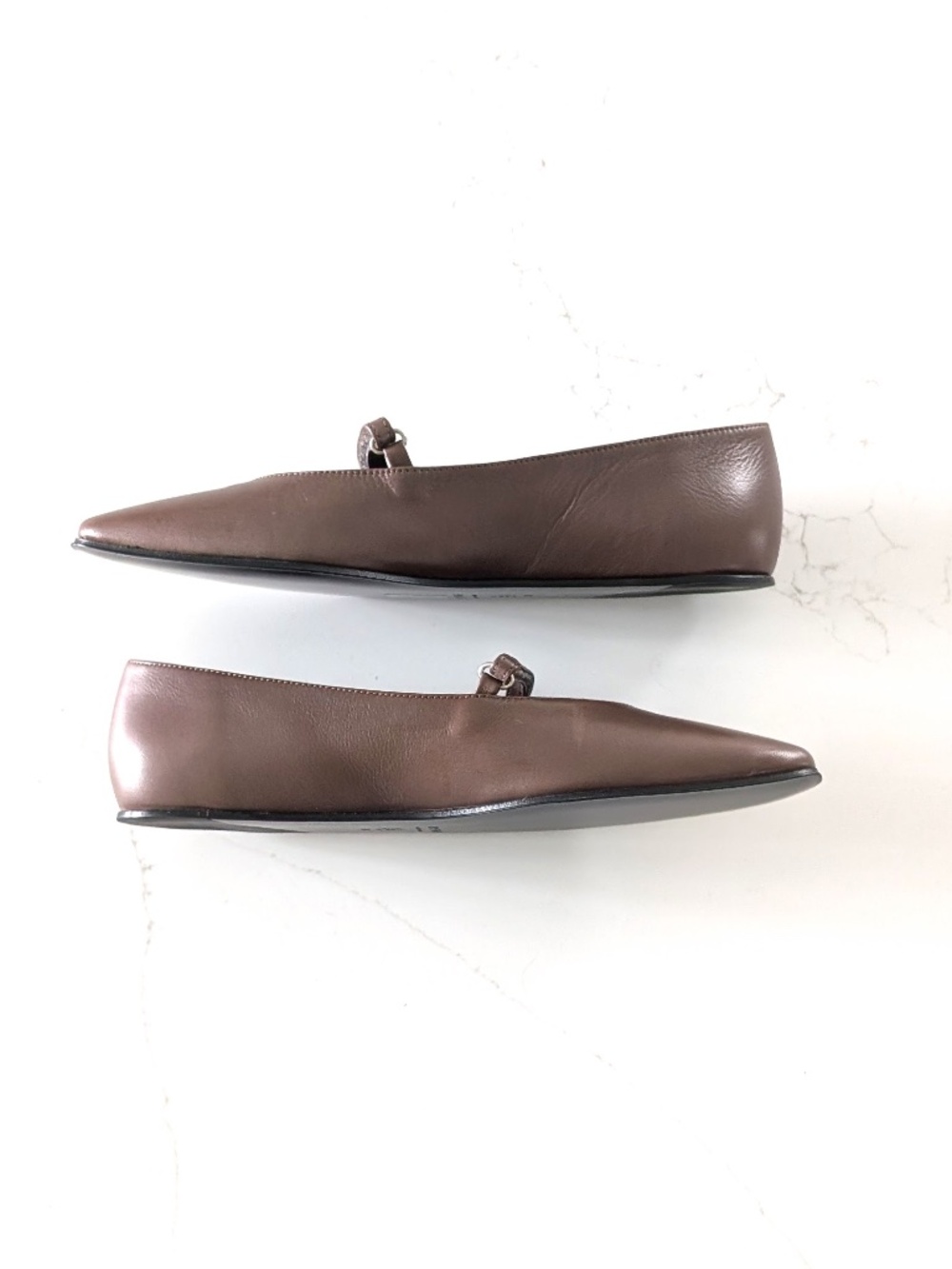 BY FAR Molly Slate Brown Leather Ballet Flats Mary Jane Shoes Women EU 39 US 9 - Picture 5 of 9
